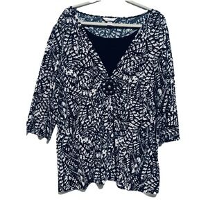 Christopher & Banks Women's 2pc Top Sz 2x Abstract Studs Bead Artsy Travel Work